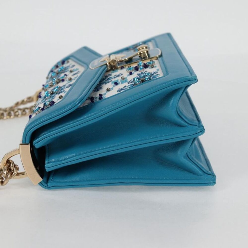 Miu Miu Chain Shoulder Bag Blue Canvas Shoulder Bag (Pre-Owned) - Picture 3 of 16